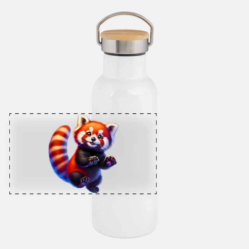 Petit panda Gourde isotherme avec bouchon en bambou