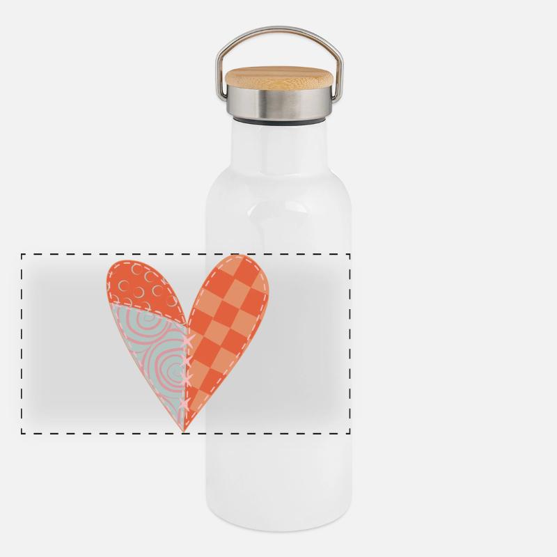 Patchwork Herz Nr 5 Panorama Thermosflasche mit Bambusdeckel