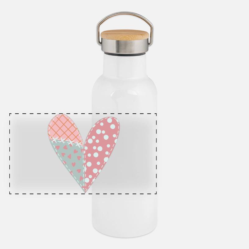 Patchwork Herz Nr. 6 Panorama Thermosflasche mit Bambusdeckel