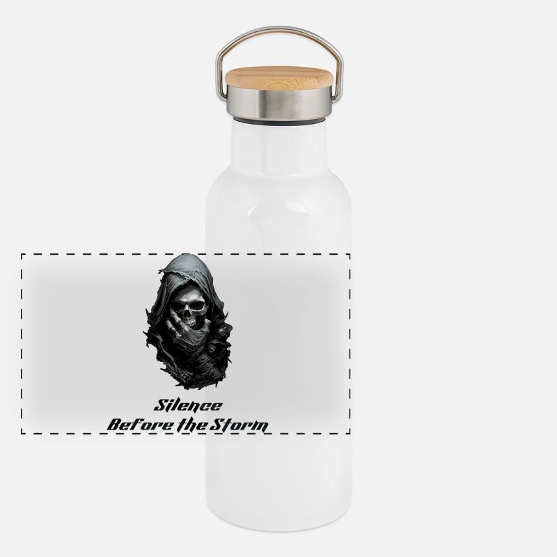 Murmure de la mort - Grim Reaper Gothic Skull Art Gourde isotherme avec bouchon en bambou