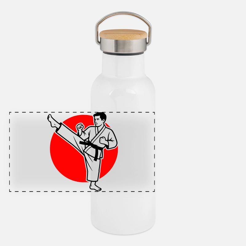 Karate Mae-Geri Panoramic Thermal Bottle with Bamboo Lid