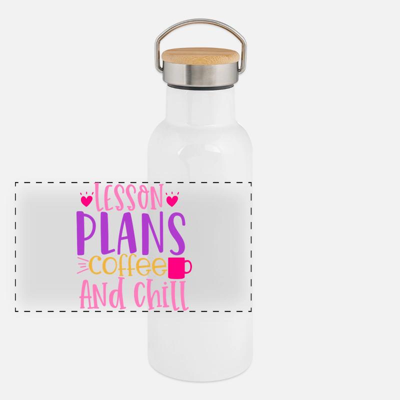 Unterrichtspläne, Kaffee und Entspannung Panorama Thermosflasche mit Bambusdeckel