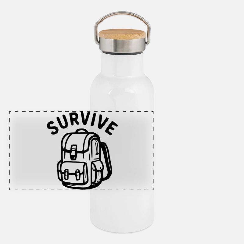 Survive - Rucksack Panorama Thermosflasche mit Bambusdeckel