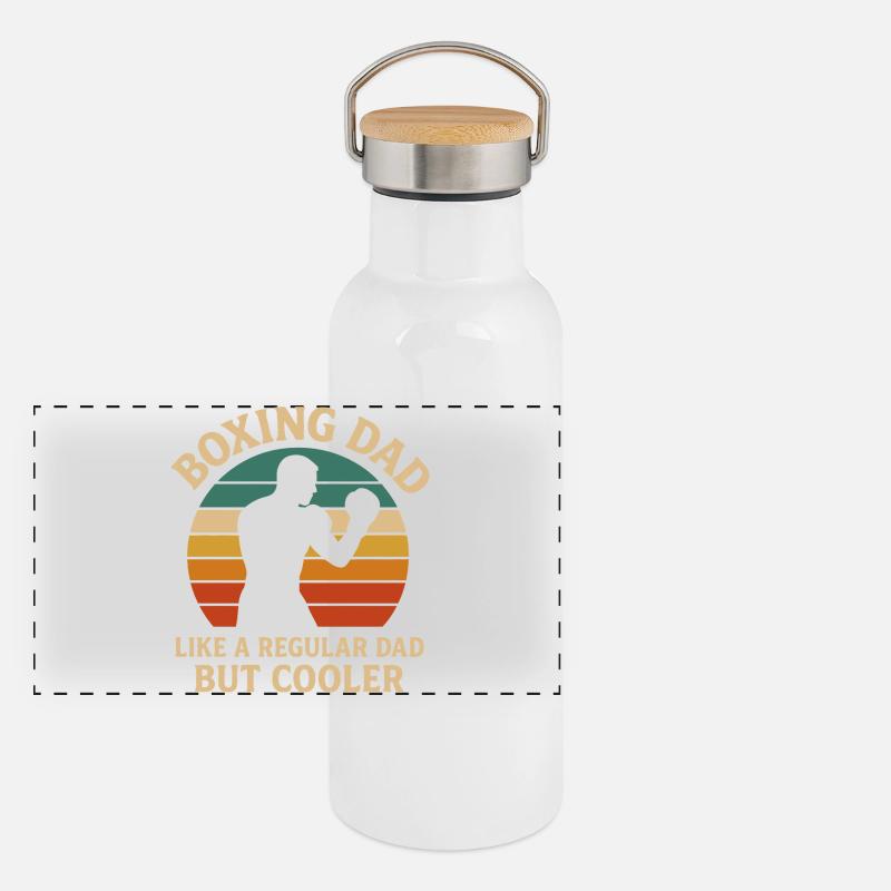 Boxe papa Rétro Coucher de soleil Design Gourde isotherme avec bouchon en bambou