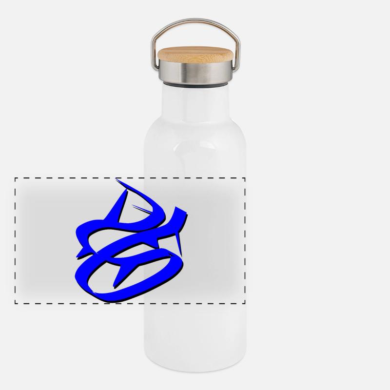 Dynamic Blue Graffiti Design Panoramic Thermal Bottle with Bamboo Lid