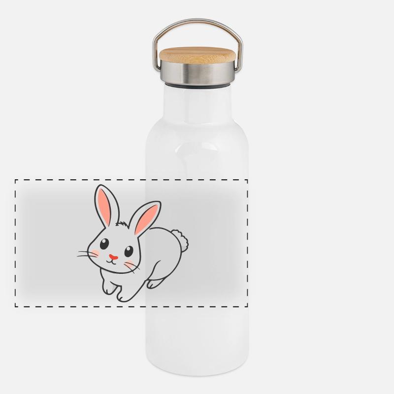 Cute and mischievous bunny for clothes Panoramic Thermal Bottle with Bamboo Lid