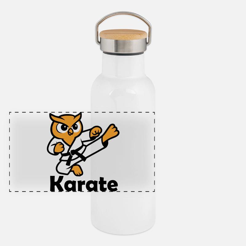 Karate Owl Panoramic Thermal Bottle with Bamboo Lid