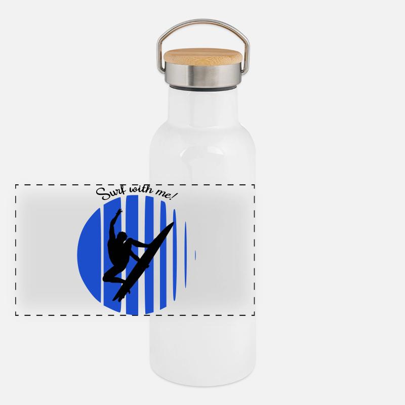 Wellenreiter Panorama Thermosflasche mit Bambusdeckel