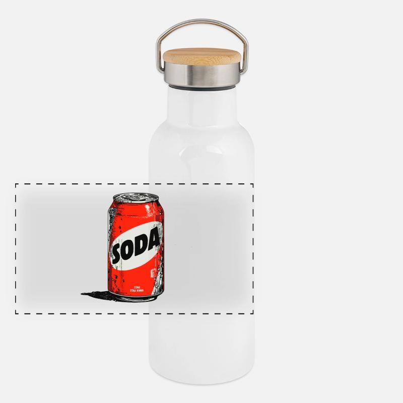 Red Soda Can Panorama Thermosflasche mit Bambusdeckel
