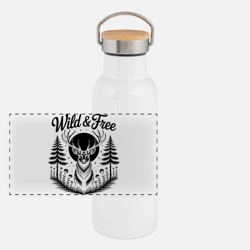 Moonlit Deer Panoramic Thermal Bottle with Bamboo Lid