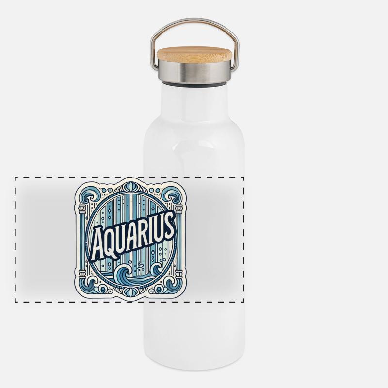 Aquarius Zodiac Constellation Design Panoramic Thermal Bottle with Bamboo Lid