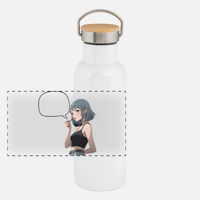 Sprechblasen Noirheldin CropTop Panorama Thermosflasche mit Bambusdeckel