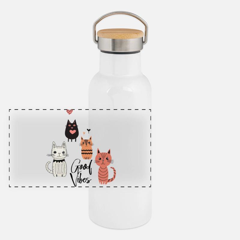 Playful Cats Panoramic Thermal Bottle with Bamboo Lid