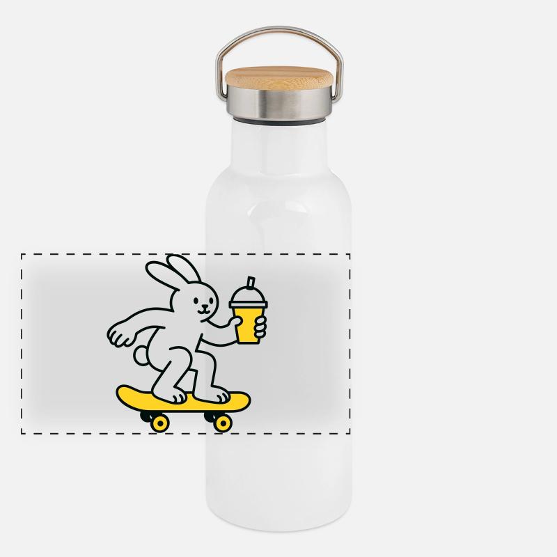Skate Bunny mit Shake Panorama Thermosflasche mit Bambusdeckel