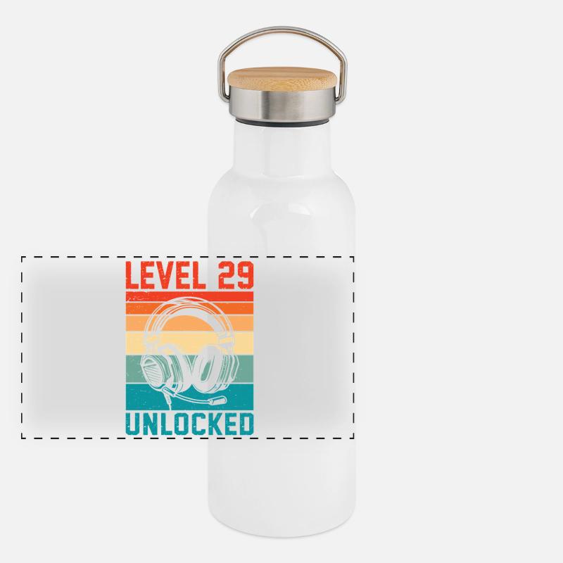 Level 29 Jahre freigeschaltet - 29th Anniversary Gamer Panorama Thermosflasche mit Bambusdeckel
