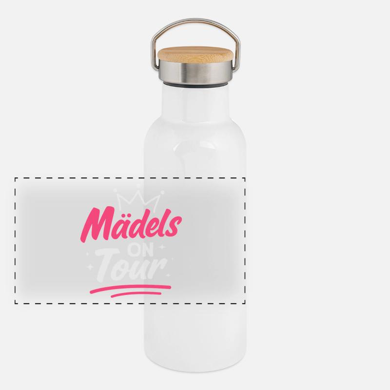 Mädels on Tour Mädelsabend Mallorca Party Panorama Thermosflasche mit Bambusdeckel