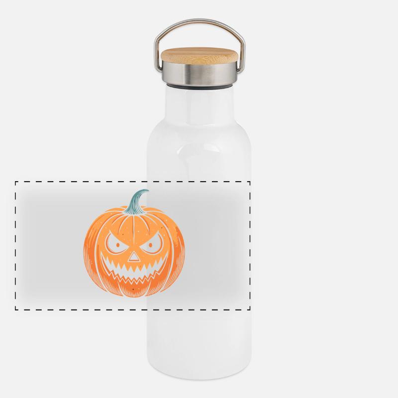 Snapping Pumpkin Halloween Panoramic Thermal Bottle with Bamboo Lid