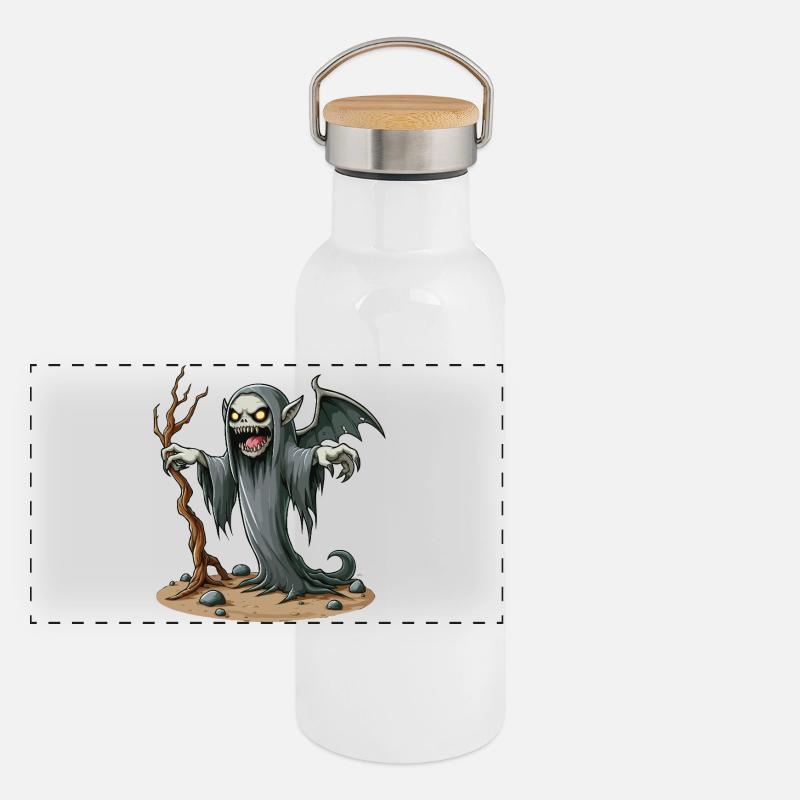 Sensenmann-Banshee auf der Erde Panorama Thermosflasche mit Bambusdeckel