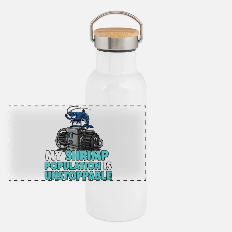 Shrimp Comic Geschenk Panorama Thermosflasche mit Bambusdeckel