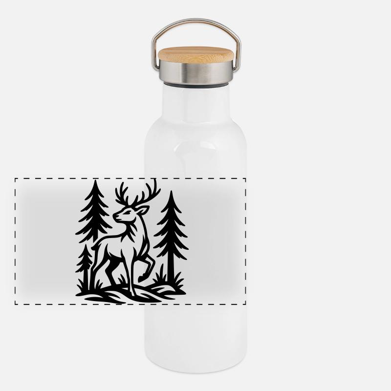 Reh Panorama Thermosflasche mit Bambusdeckel
