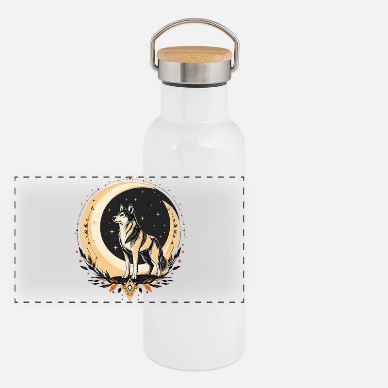 Loup Bohème Gourde isotherme avec bouchon en bambou