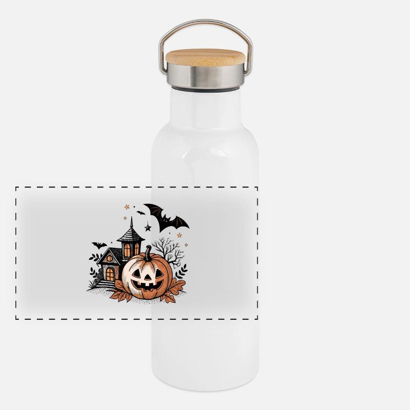 Citrouille Jack Lantern Nuit Hantée Gourde isotherme avec bouchon en bambou