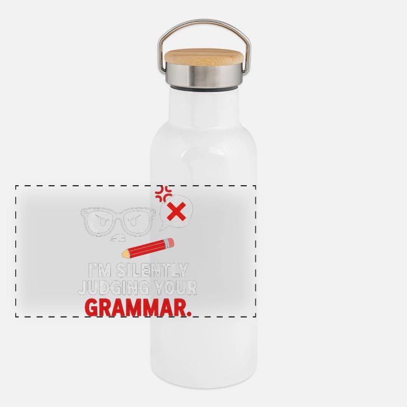 Silent Grammar Judge Tee Panoramic Thermal Bottle with Bamboo Lid