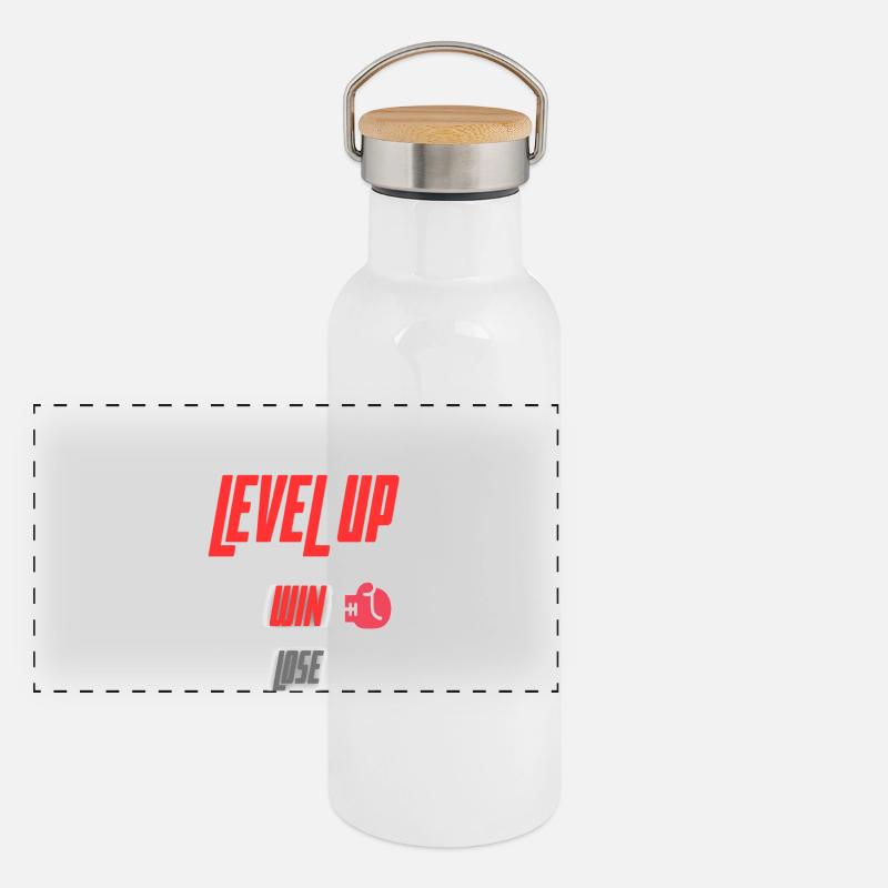 Level Up Win Lose Sport Spieldesign Panorama Thermosflasche mit Bambusdeckel