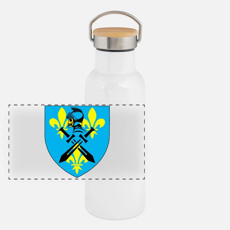 Chevalier noir et blason médiéval Gourde isotherme avec bouchon en bambou