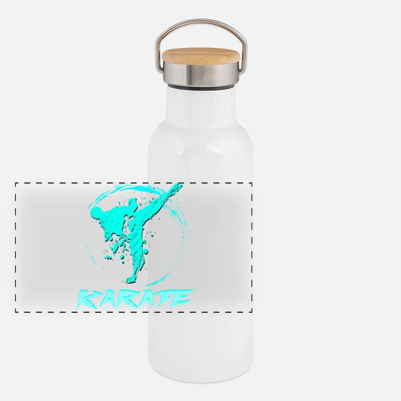 Karate Panorama Thermosflasche mit Bambusdeckel