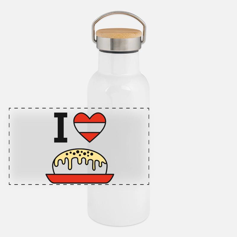 Ich liebe Germknödel Panorama Thermosflasche mit Bambusdeckel