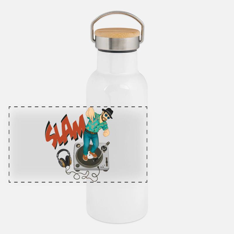 SLAM GUY – nette Leute Panorama Thermosflasche mit Bambusdeckel