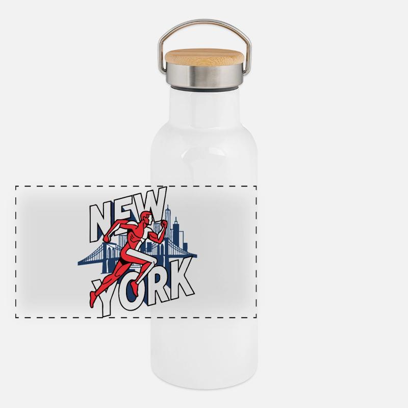New York Runner Silhouette Panoramic Thermal Bottle with Bamboo Lid