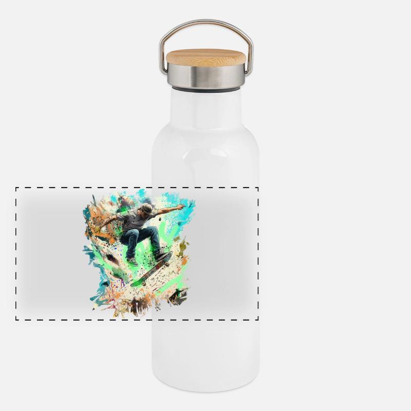 skateboarden Panorama Thermosflasche mit Bambusdeckel