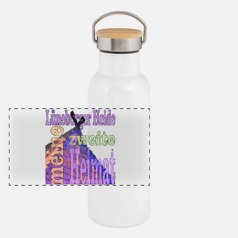 Lüneburger Heide Panorama Thermosflasche mit Bambusdeckel