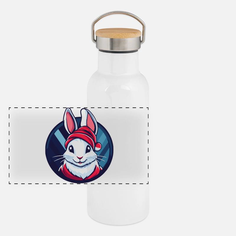 Le lapin de Noël dans le cercle d’hiver Gourde isotherme avec bouchon en bambou