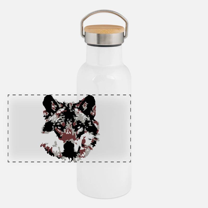 Canis Lupus Panorama Thermosflasche mit Bambusdeckel