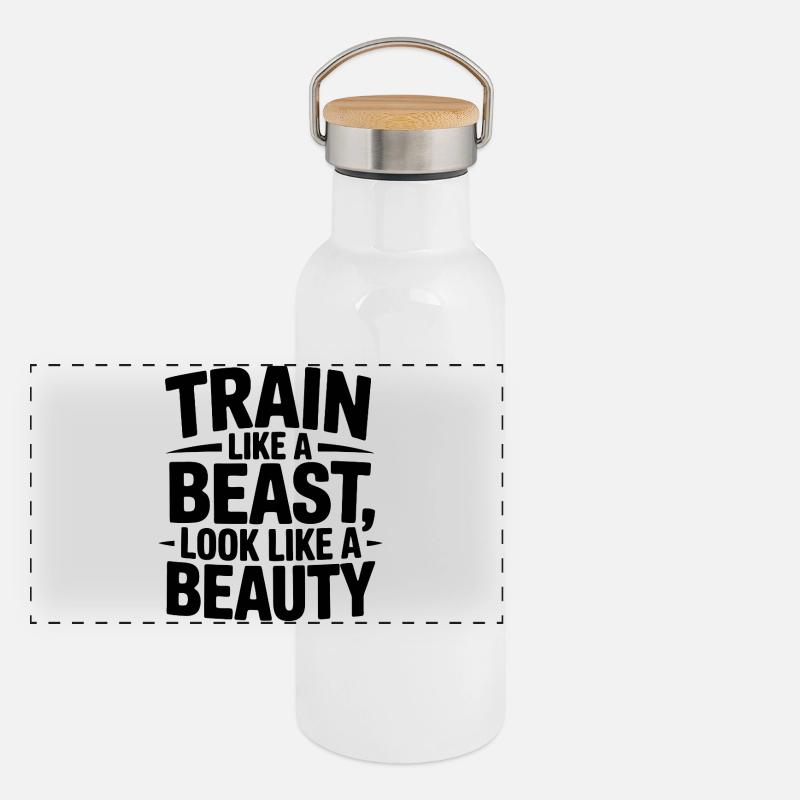Train like a beast, look like a beauty Panoramic Thermal Bottle with Bamboo Lid
