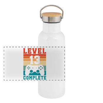 13. Geburtstag Level 13 Complete 13 Jahre Gamer  - Panorama Thermosflasche mit Bambusdeckel - Weiß - Vorne
