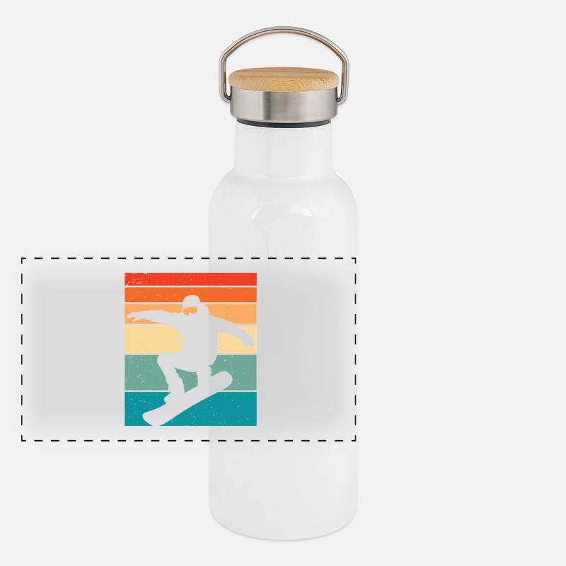 Snowboard rétro Gourde isotherme avec bouchon en bambou