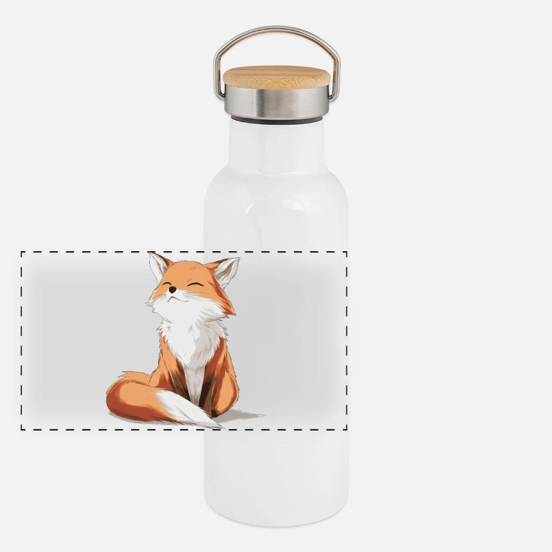 Renard mignon Gourde isotherme avec bouchon en bambou