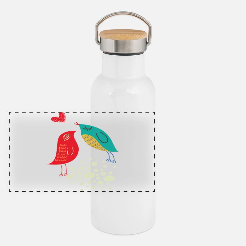 birds in love Panoramic Thermal Bottle with Bamboo Lid