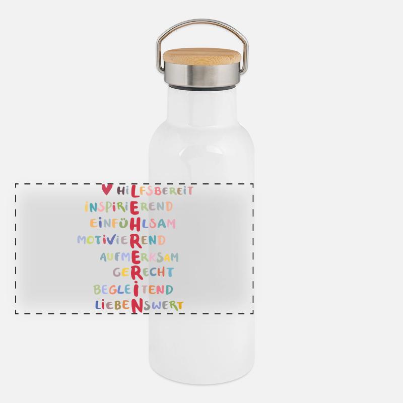 Lehrerin Panorama Thermosflasche mit Bambusdeckel