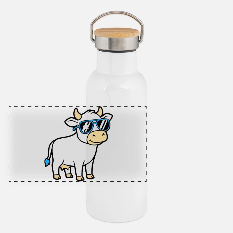 Lunettes de soleil Cool Cow Casual Vector Gourde isotherme avec bouchon en bambou