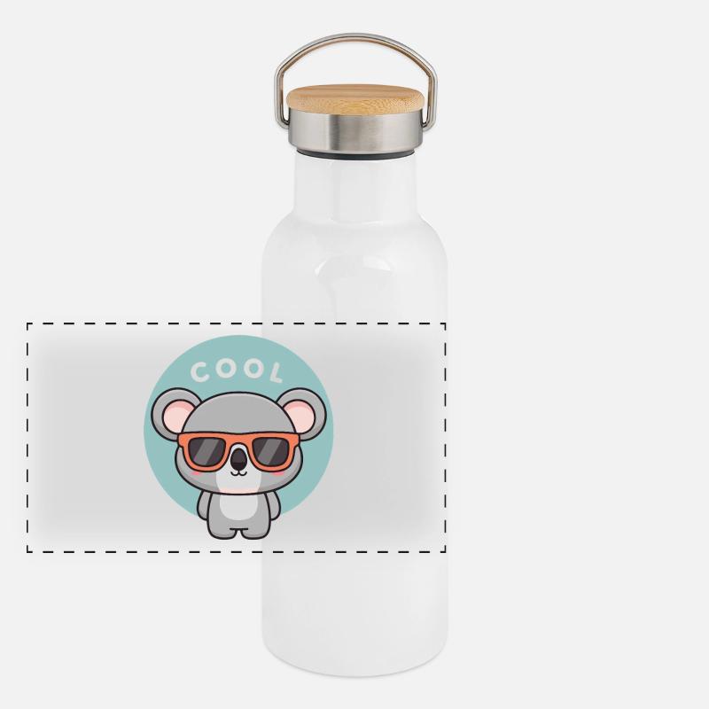 Koala Coole Bunte Gläser Panorama Thermosflasche mit Bambusdeckel