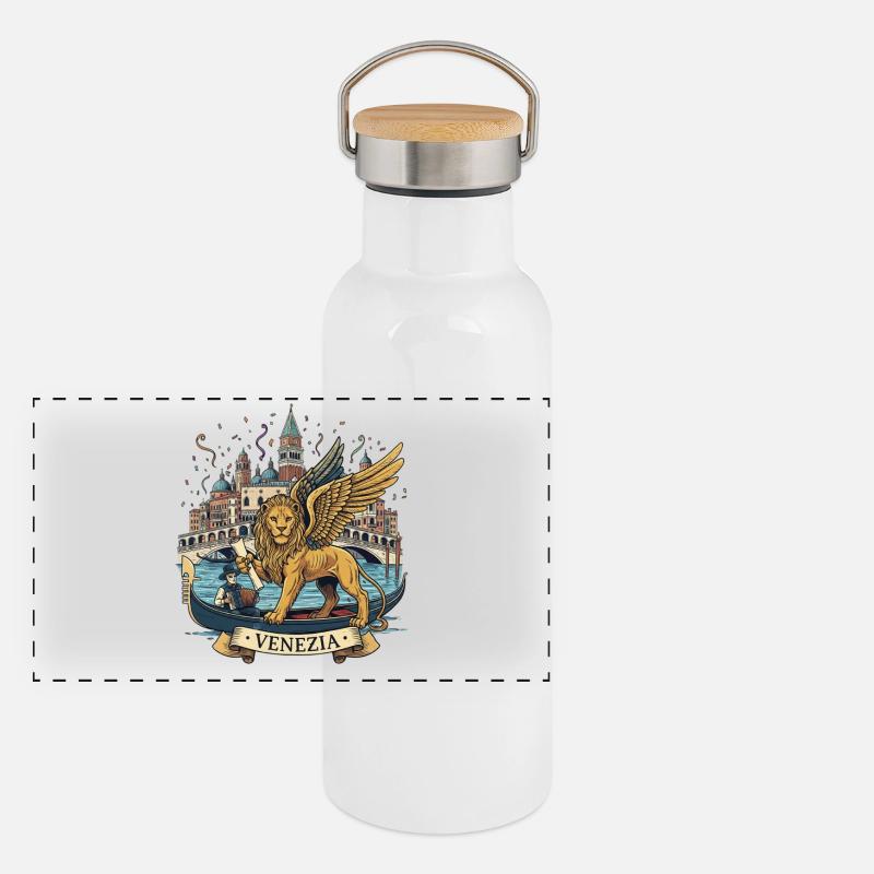 Panorama Thermosflasche mit Bambusdeckel