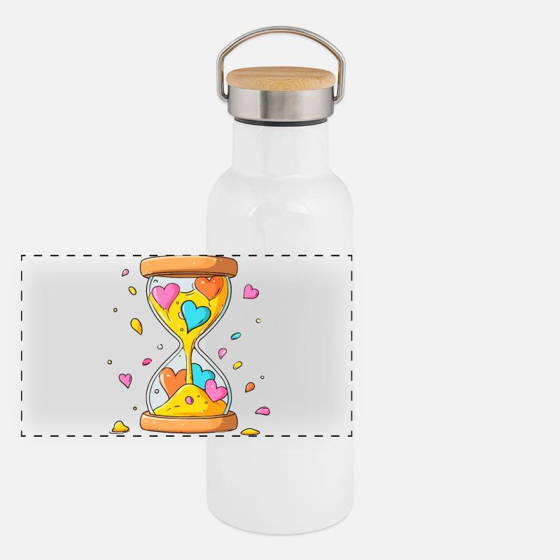 Herzzeit Sanduhr Panorama Thermosflasche mit Bambusdeckel