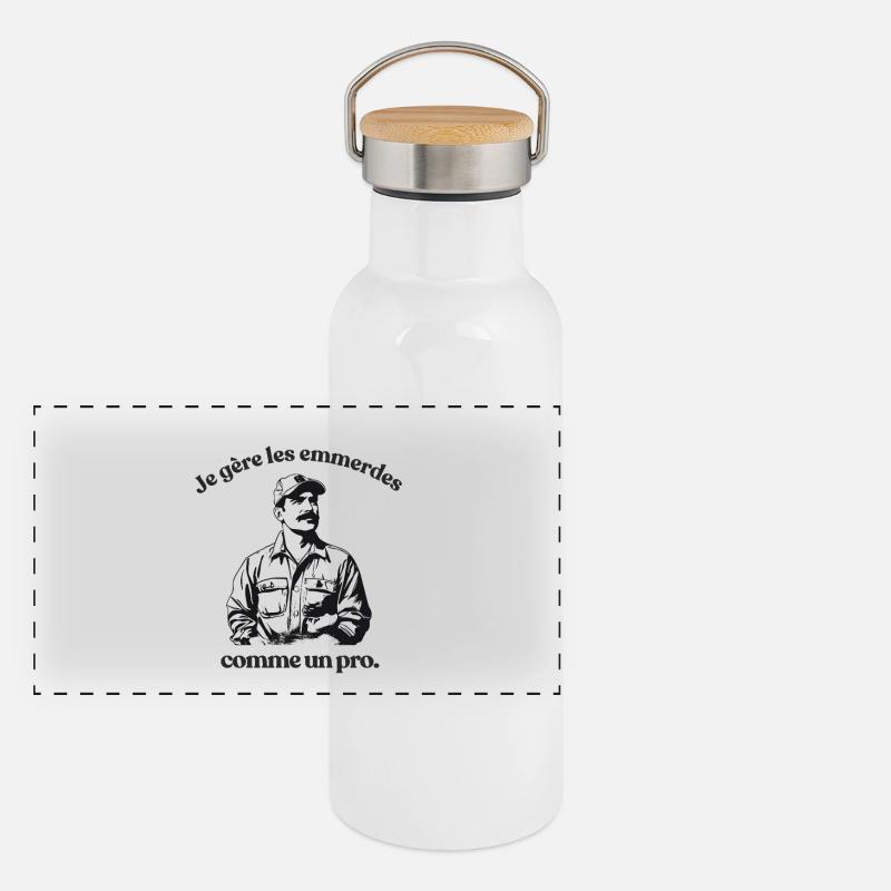 Gérer les emmerdes comme un pro Gourde isotherme avec bouchon en bambou