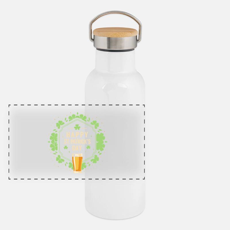 Saint Patrick Bière et Trèfles Gourde isotherme avec bouchon en bambou