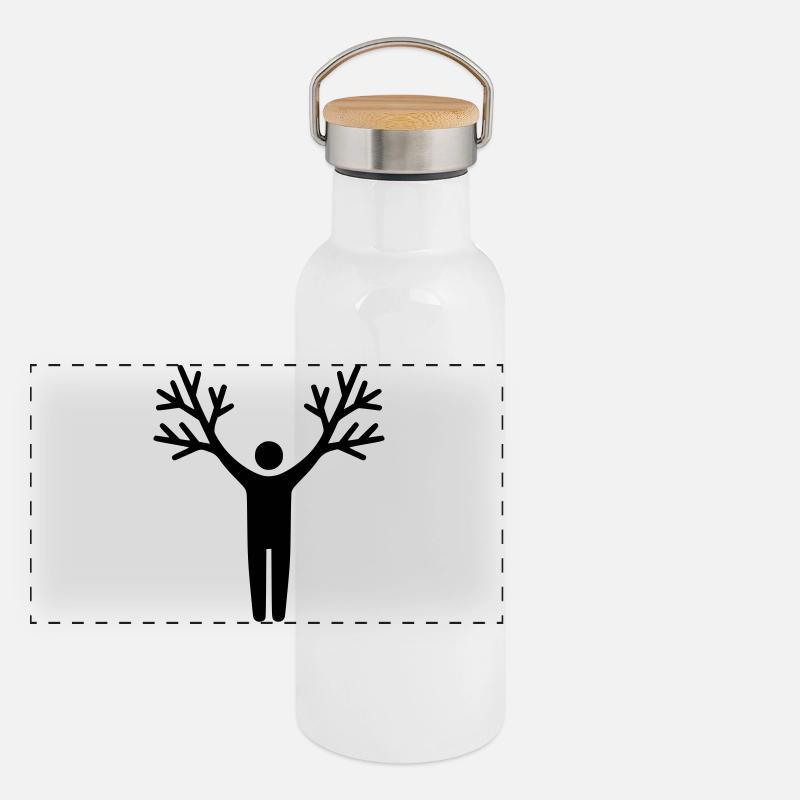 Tree Human Roots Growth Panoramic Thermal Bottle with Bamboo Lid